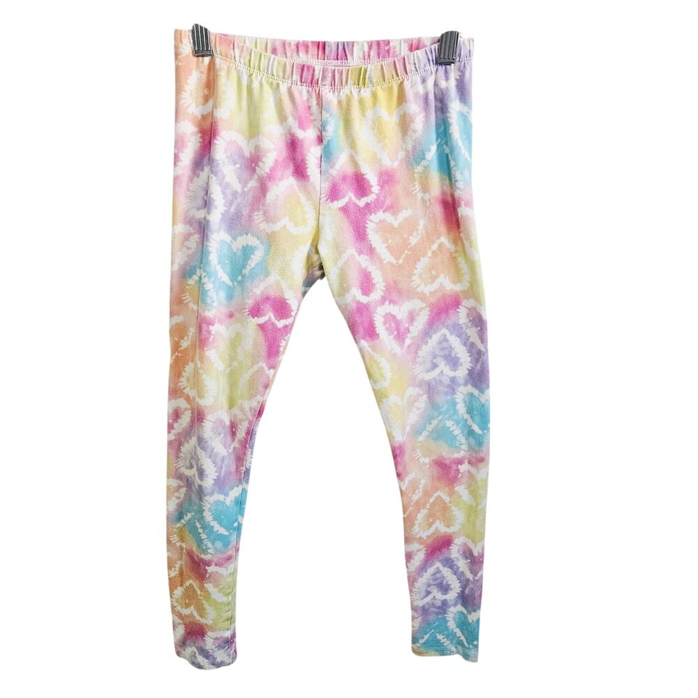 Childrens Place Girls M 10/12 Leggings Rainbow TieDye Heart Print Colorful Comfy